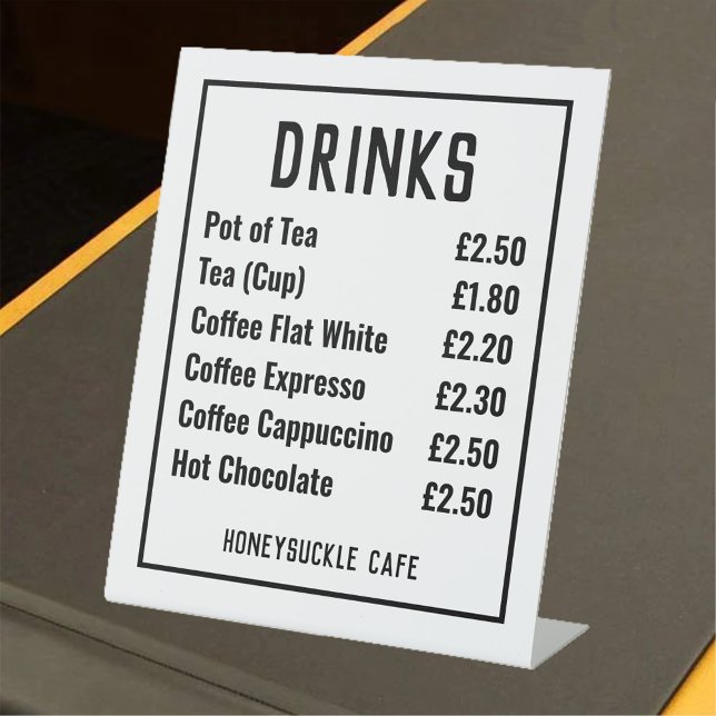 Cafe Price List Pedestal Sign (Creator Uploaded)