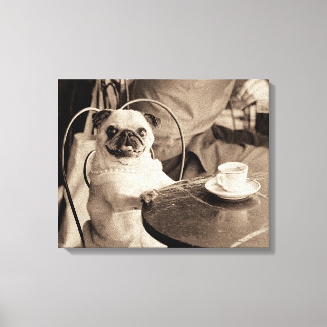 Cafe Pug Canvas Print (Front)
