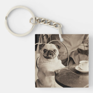Cafe Pug Key Ring