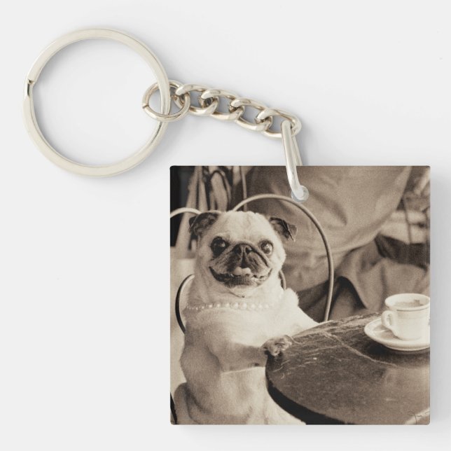 Cafe Pug Key Ring (Front)