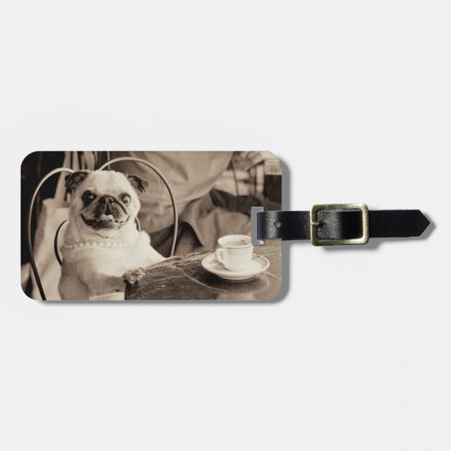 Cafe Pug Luggage Tag (Front Horizontal)