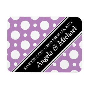 Cafe Purple Assorted Polka Dots Save the Date Magnet