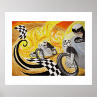 Cafe Racer - Painting of Vintage Motorcycle Racing