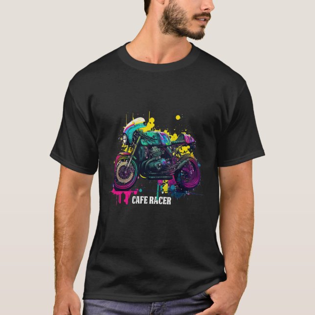 Cafe Racer Printd PH Classic Bikes Graphic Art T-S T-Shirt (Front)