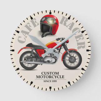Cafe Racer Retro Round Clock