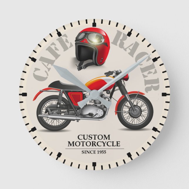 Cafe Racer Retro Round Clock (Front)