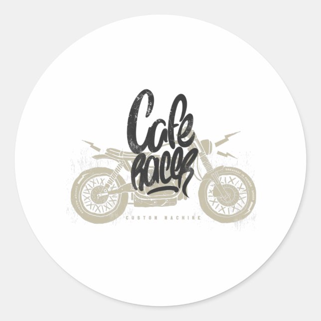 Cafe racer vintage motorcycle classic round sticker (Front)