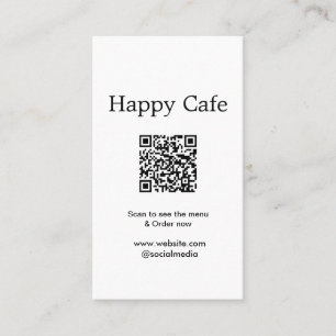 Cafe restaurant scan to see menu order QR hotel fo Business Card