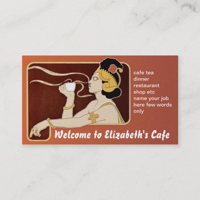 cafe restaurant tea coffee business card (Front)