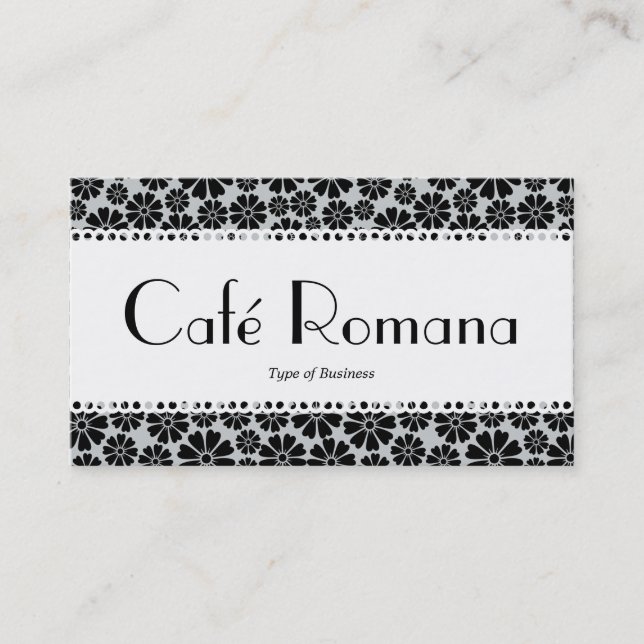 Café Romana (Scalloped) Floral Pattern Business Card (Front)