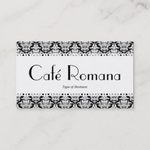 Café Romana (Scalloped) White Damask Business Card