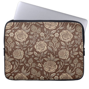 Cafe Rose Wild Floral Pattern Laptop Sleeve