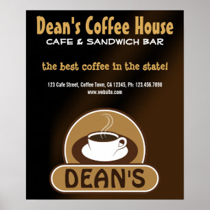 Cafe Shop Coffee Cup Custom Marketing Posters