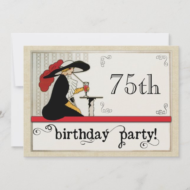 Cafe Society Personalised Womans Birthday Party Invitation (Front)