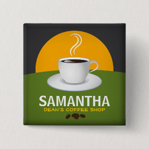 Cafe Staff ID Name Tags Coffee Shop Coffee Cup 15 Cm Square Badge