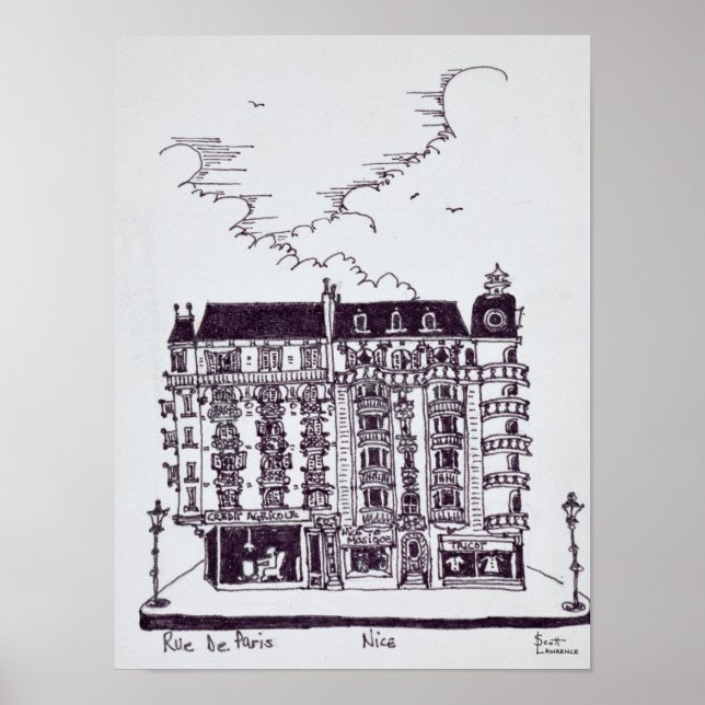 Cafe & Stores on Rue de Paris | Old Nice, France Poster (Front)
