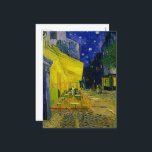 Cafe Terrace Arles, Place du Forum by van Gogh Holiday Postcard<br><div class="desc">Vincent van Gogh - Cafe Terrace Arles (Cafe Terrace,  Place du Forum,  Arles),  1888. Vincent Willem van Gogh (1853-1890) was a Dutch Post-Impressionist painter who posthumously became one of the most famous and influential figures in Western art history.</div>