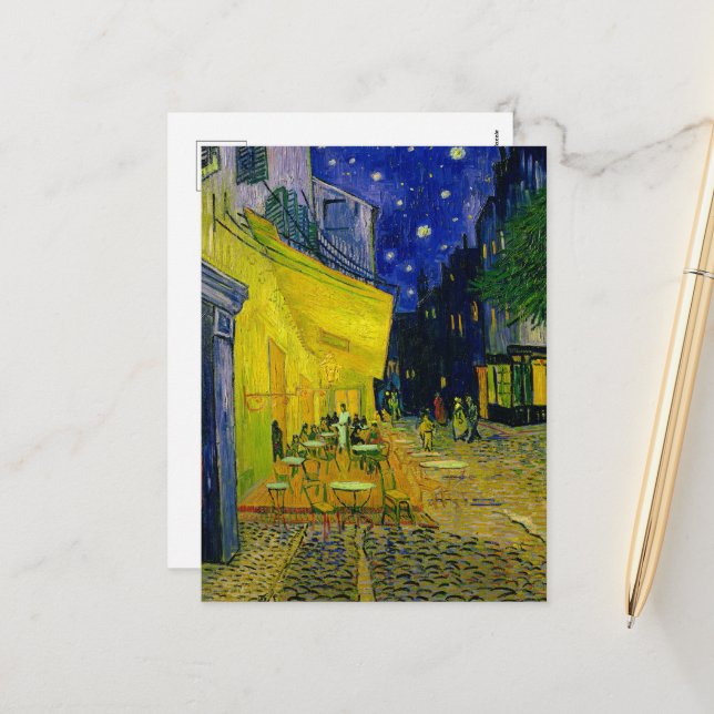 Cafe Terrace Arles, Place du Forum by van Gogh Holiday Postcard (Front/Back In Situ)