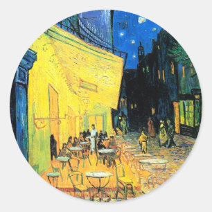 Café Terrace at Night (1888) Vincent Van Gogh art  Classic Round Sticker