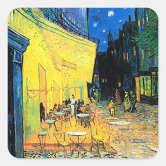 Café Terrace at Night (1888) Vincent Van Gogh art Square Sticker