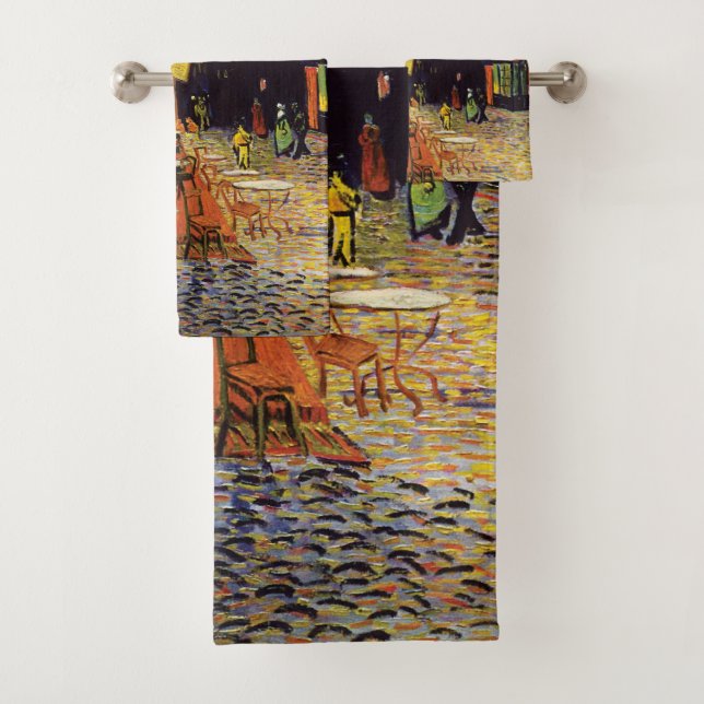 Cafe Terrace at Night by Van Gogh Bath Towel Set (Insitu)
