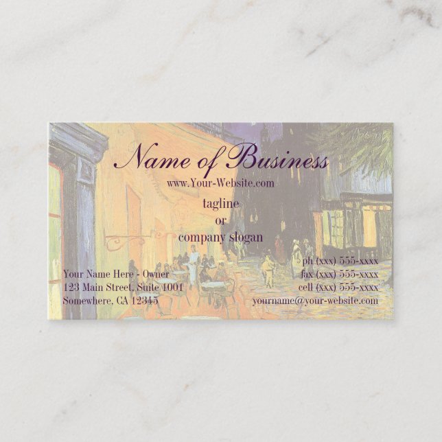 Cafe Terrace at Night by Vincent van Gogh Business Card (Front)