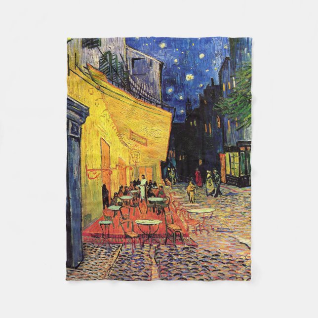 Cafe Terrace at Night by Vincent van Gogh Fleece Blanket (Front)