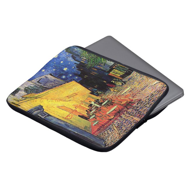 Cafe Terrace at Night by Vincent van Gogh Laptop Sleeve (Front Top)
