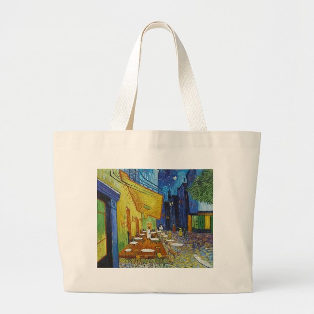 Cafe Terrace At Night by Vincent Van Gogh Large Tote Bag (Front)