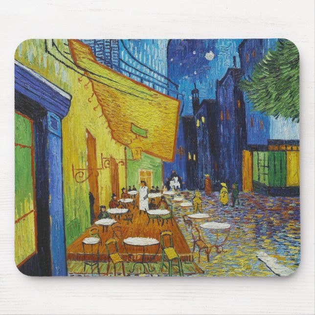 Cafe Terrace At Night by Vincent Van Gogh Mouse Mat (Front)