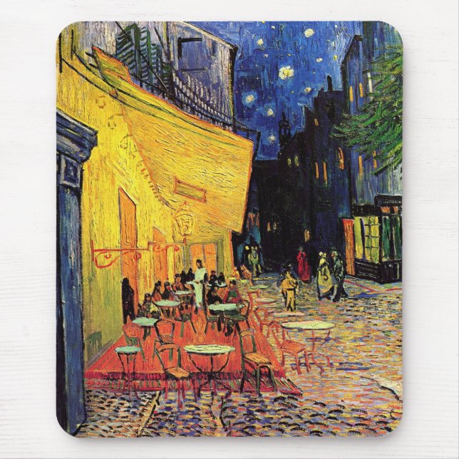 Cafe Terrace at Night by Vincent van Gogh Mouse Mat (Front)