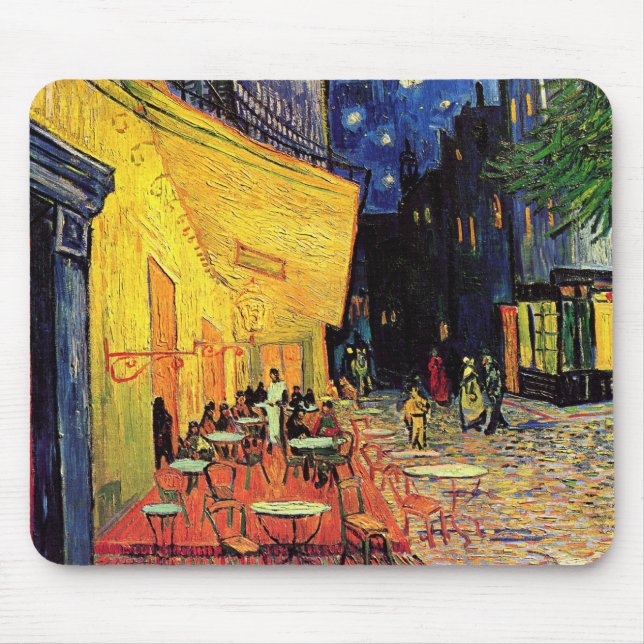 Cafe Terrace at Night by Vincent van Gogh Mouse Mat (Front)