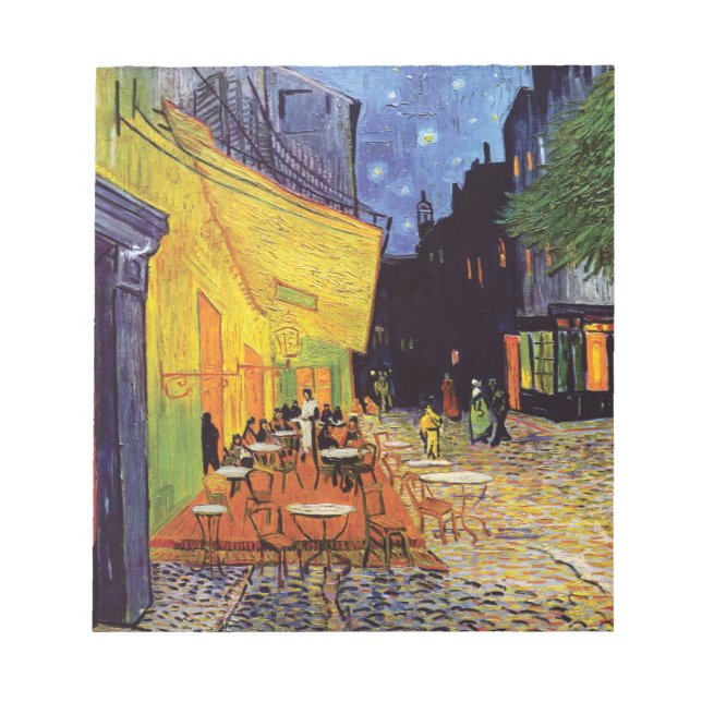 Cafe Terrace at Night by Vincent Van Gogh Notepad (Front)