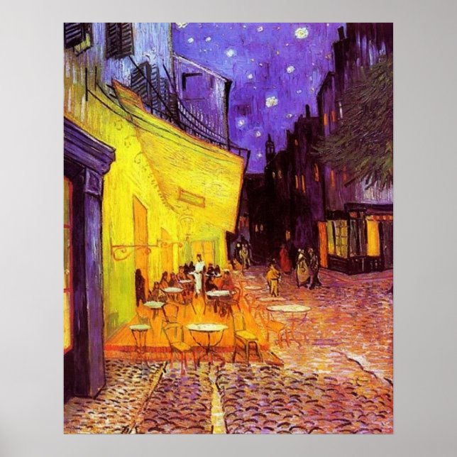 Cafe Terrace at Night  by Vincent van Gogh Poster (Front)