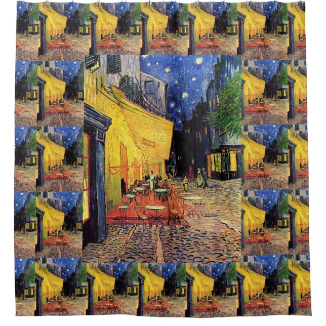 Cafe Terrace at Night by Vincent van Gogh Shower Curtain (Front)