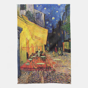 Cafe Terrace at Night by Vincent van Gogh Tea Towel