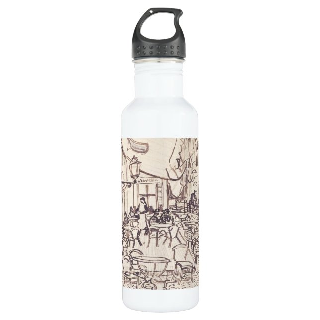 Cafe Terrace at Night, Fine Art Sketch, Van Gogh 710 Ml Water Bottle (Front)