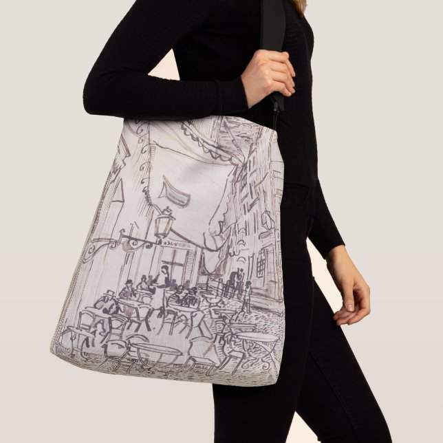 Cafe Terrace at Night, Fine Art Sketch, Van Gogh Crossbody Bag (Close Up)