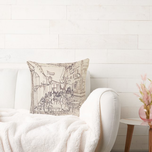 Cafe Terrace at Night, Fine Art Sketch, Van Gogh Cushion (Couch)