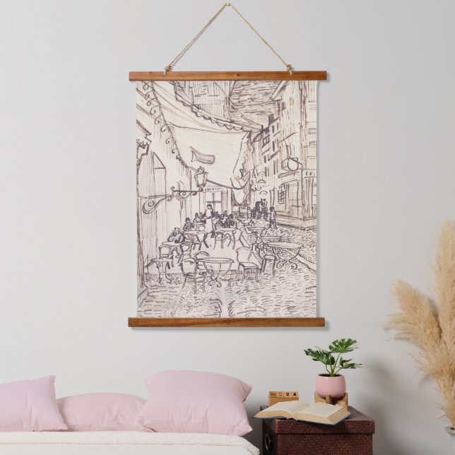 Cafe Terrace at Night, Fine Art Sketch, Van Gogh Hanging Tapestry (Bedroom)