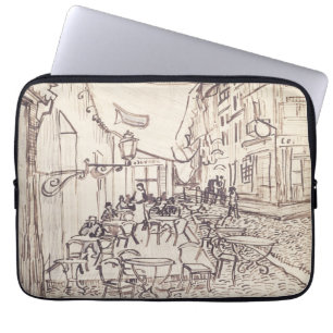 Cafe Terrace at Night, Fine Art Sketch, Van Gogh Laptop Sleeve