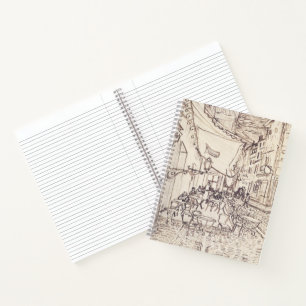 Cafe Terrace at Night, Fine Art Sketch, Van Gogh Notebook