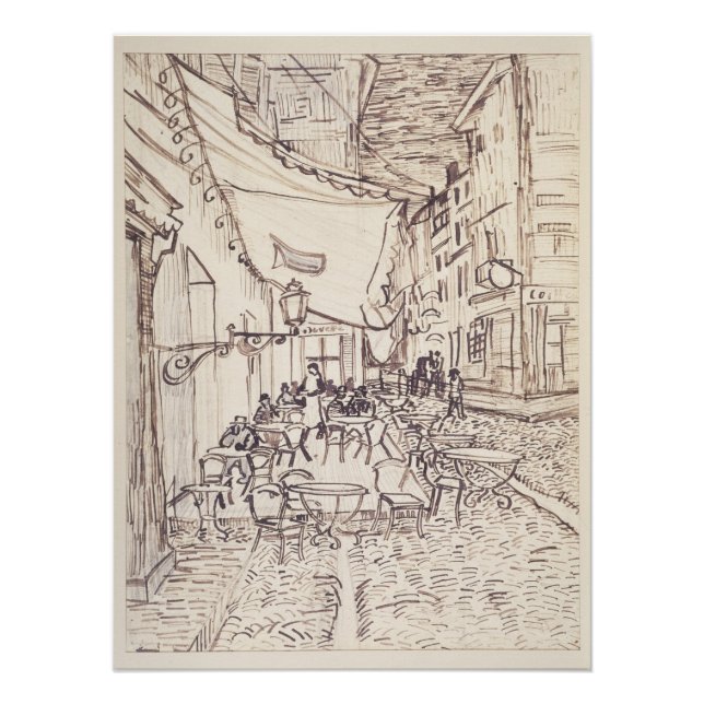 Cafe Terrace at Night, Fine Art Sketch, Van Gogh Poster (Front)