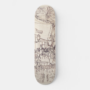 Cafe Terrace at Night, Fine Art Sketch, Van Gogh Skateboard