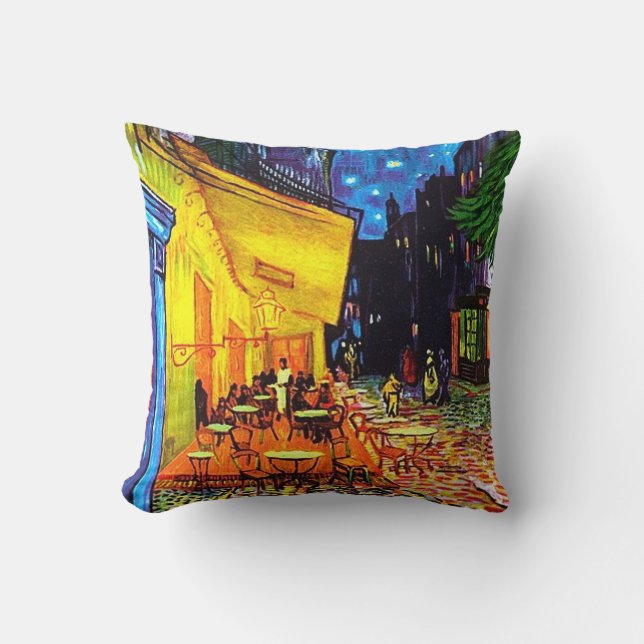 Café Terrace At Night Painting Vincent van Gogh Cushion (Front)