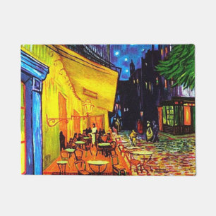 Café Terrace At Night Painting Vincent van Gogh Doormat