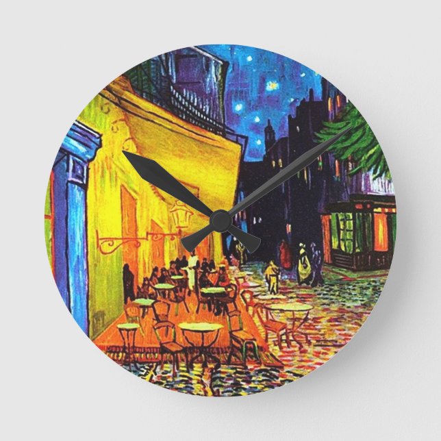 Café Terrace At Night Painting Vincent van Gogh Round Clock (Front)