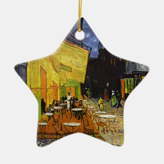 Cafe Terrace at Night Van Gogh Ceramic Tree Decoration (Front)
