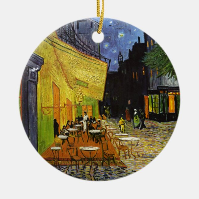 Cafe Terrace at Night Van Gogh Ceramic Tree Decoration (Front)