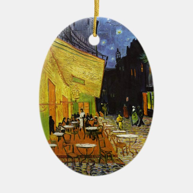 Cafe Terrace at Night Van Gogh Ceramic Tree Decoration (Front)